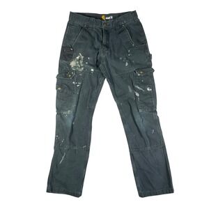Carhartt B342-BLKRelaxed Fit Ripstop Cargo Work Pants Black Paint Splatter 32x32